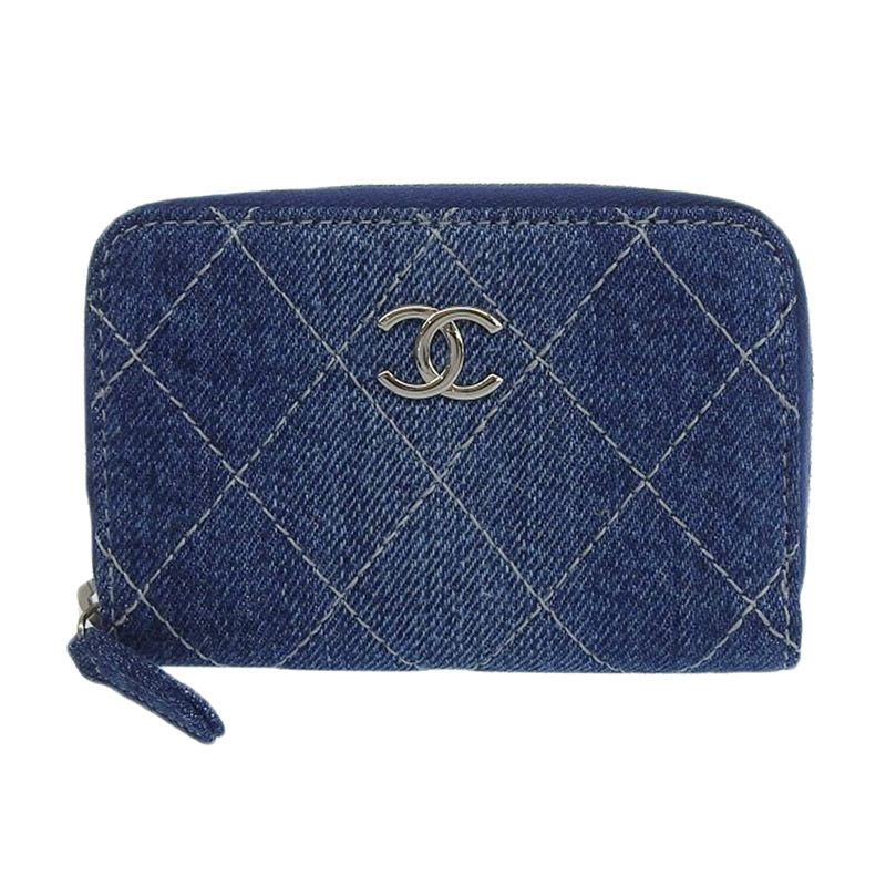 シャネル CHANEL マトラッセ コインケース 小銭入れ デニム ブルー 27番台 新入荷 CH1009
