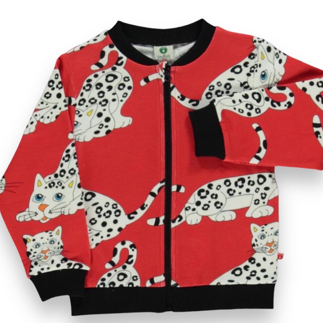 Småfolk sweat jacket with snow leopard