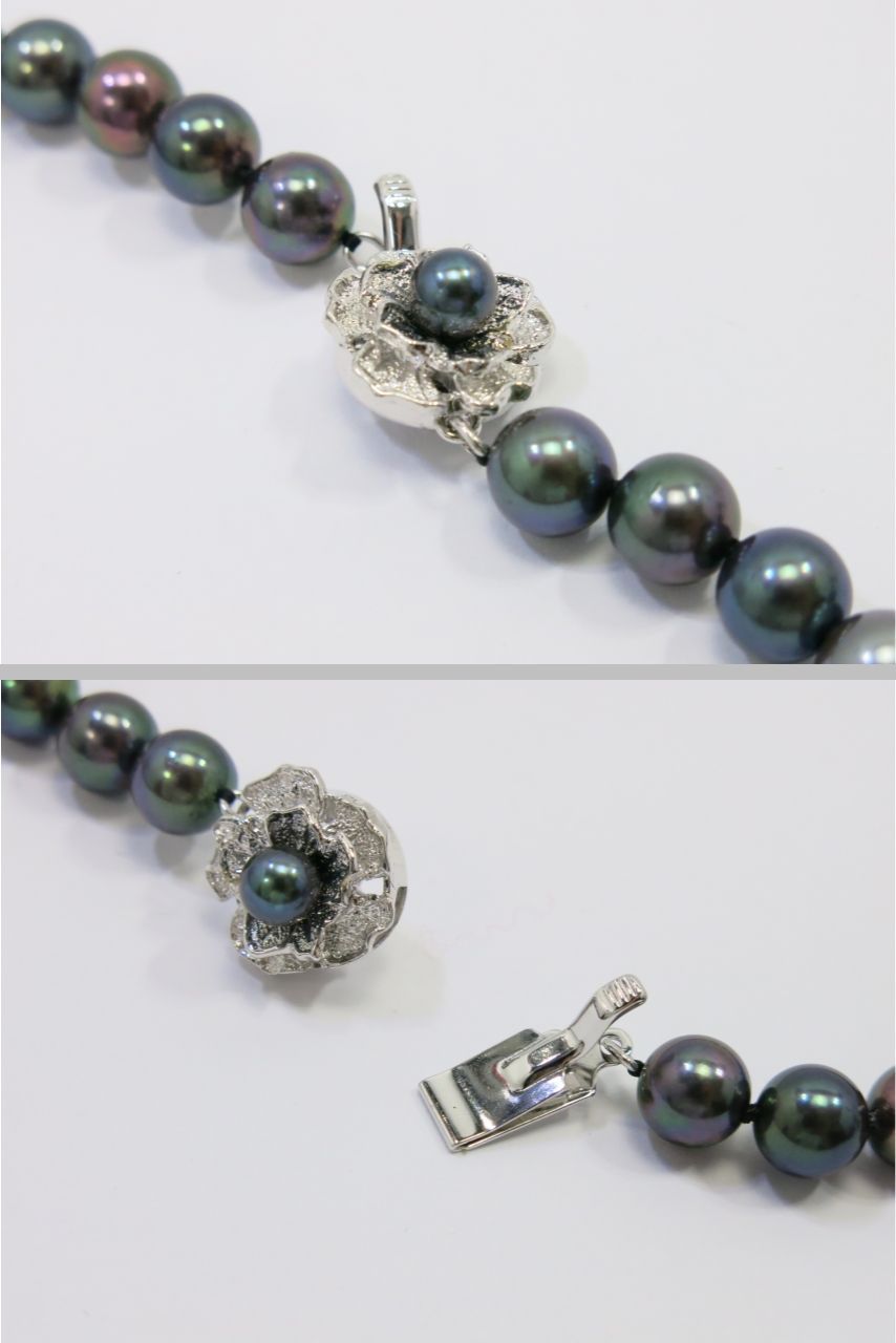 アコヤ真珠 ネックレス 染めパール 7.5～8.0mm シルバー金具 42.5cm