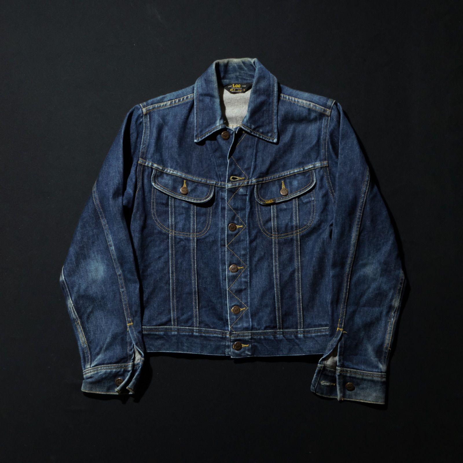 90 s Lee 101J EURO MODEL Sサイズ デニムジャケット 短丈 三角タグ Gジャン インディゴ トラッカージャケット 左綾