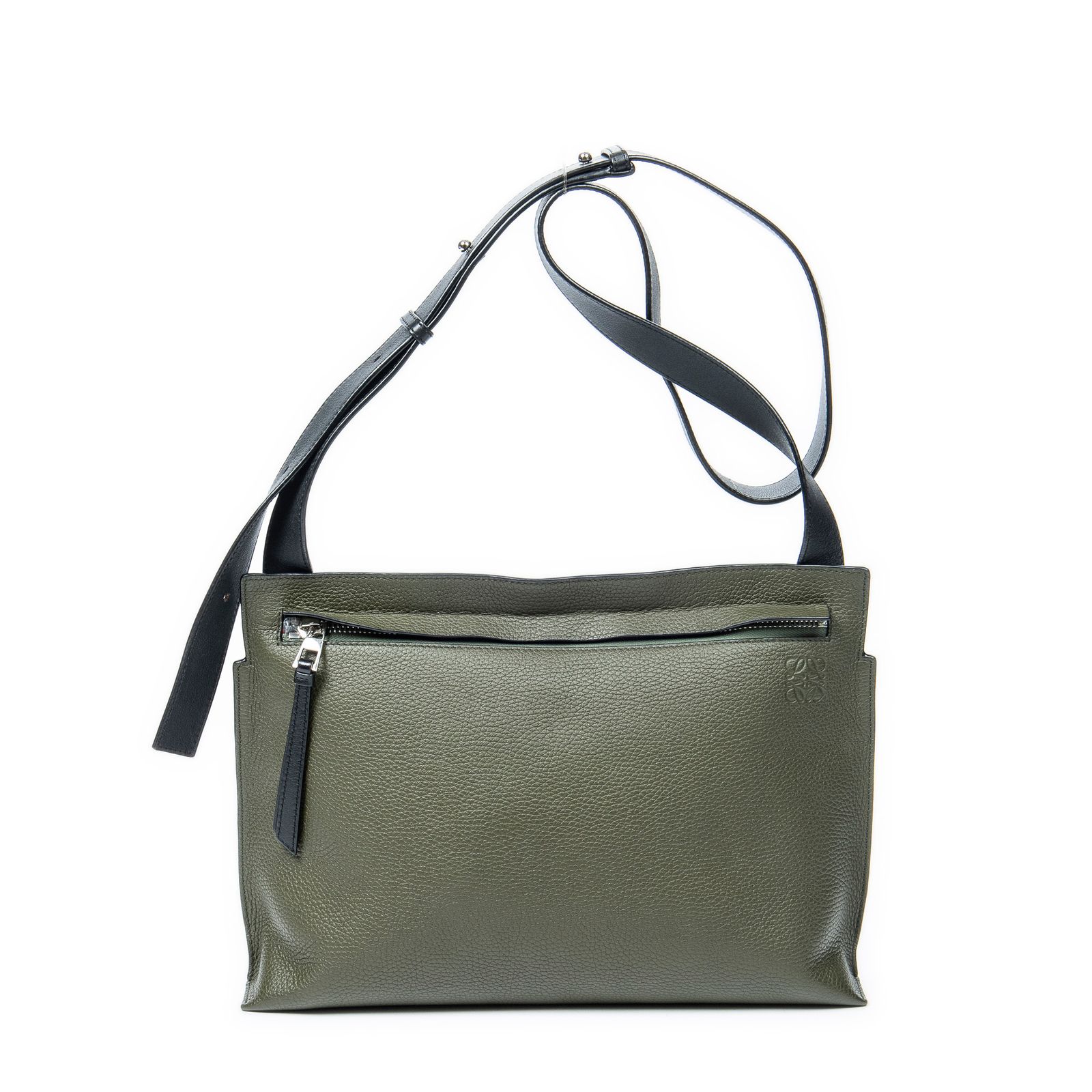 LOEWE ロエベウェブメディアメッセンジャーグリーン|ブラックグレインカーフスキンレザーA