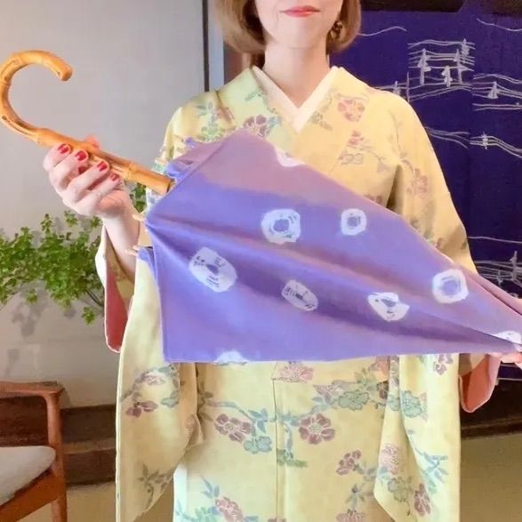 ハンドメイド 絞り染 日傘 すみれ色 - メルカリ 