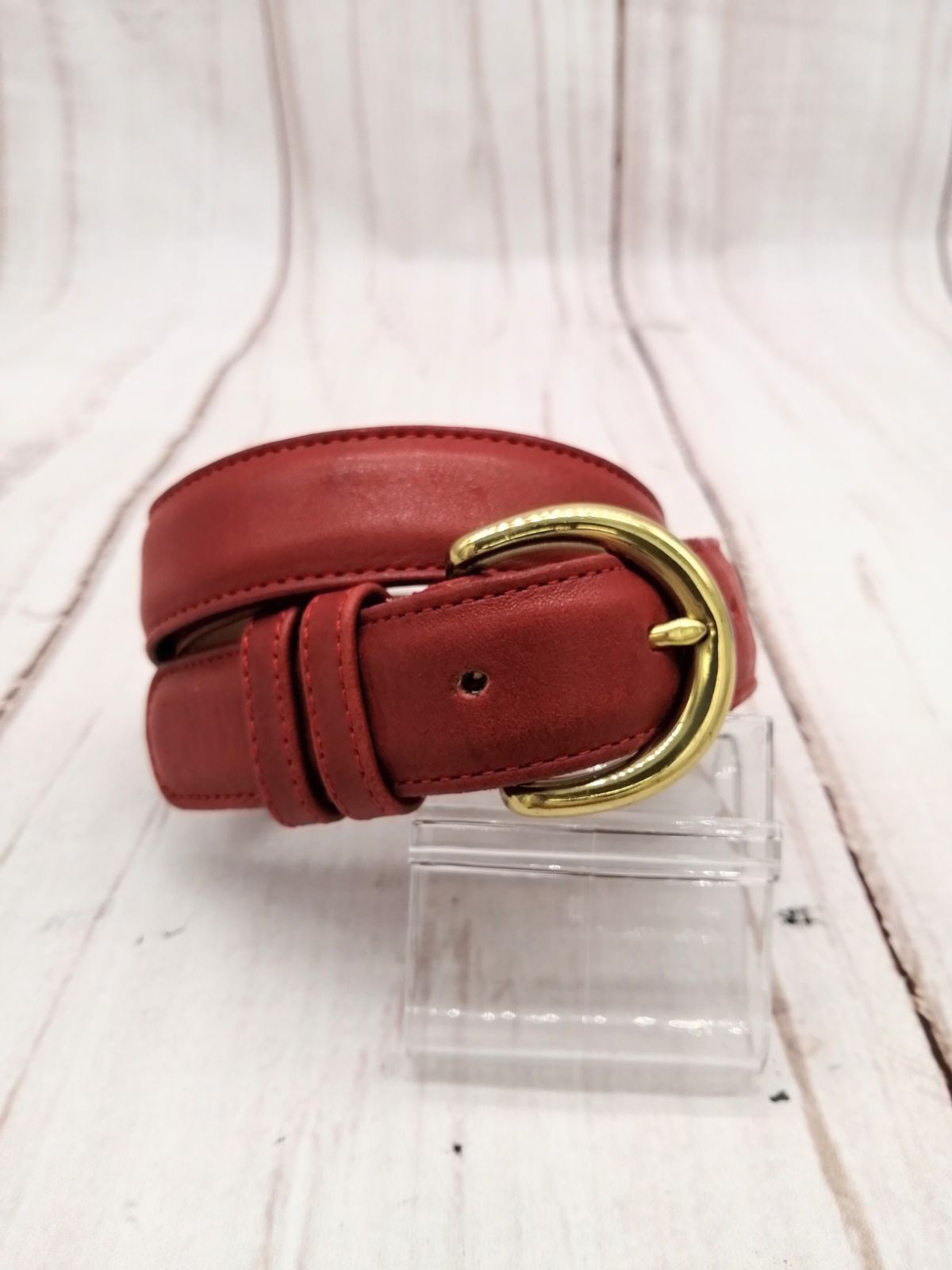 ☆COACH コーチ レザーベルト 赤 レッド レディース ゴールド