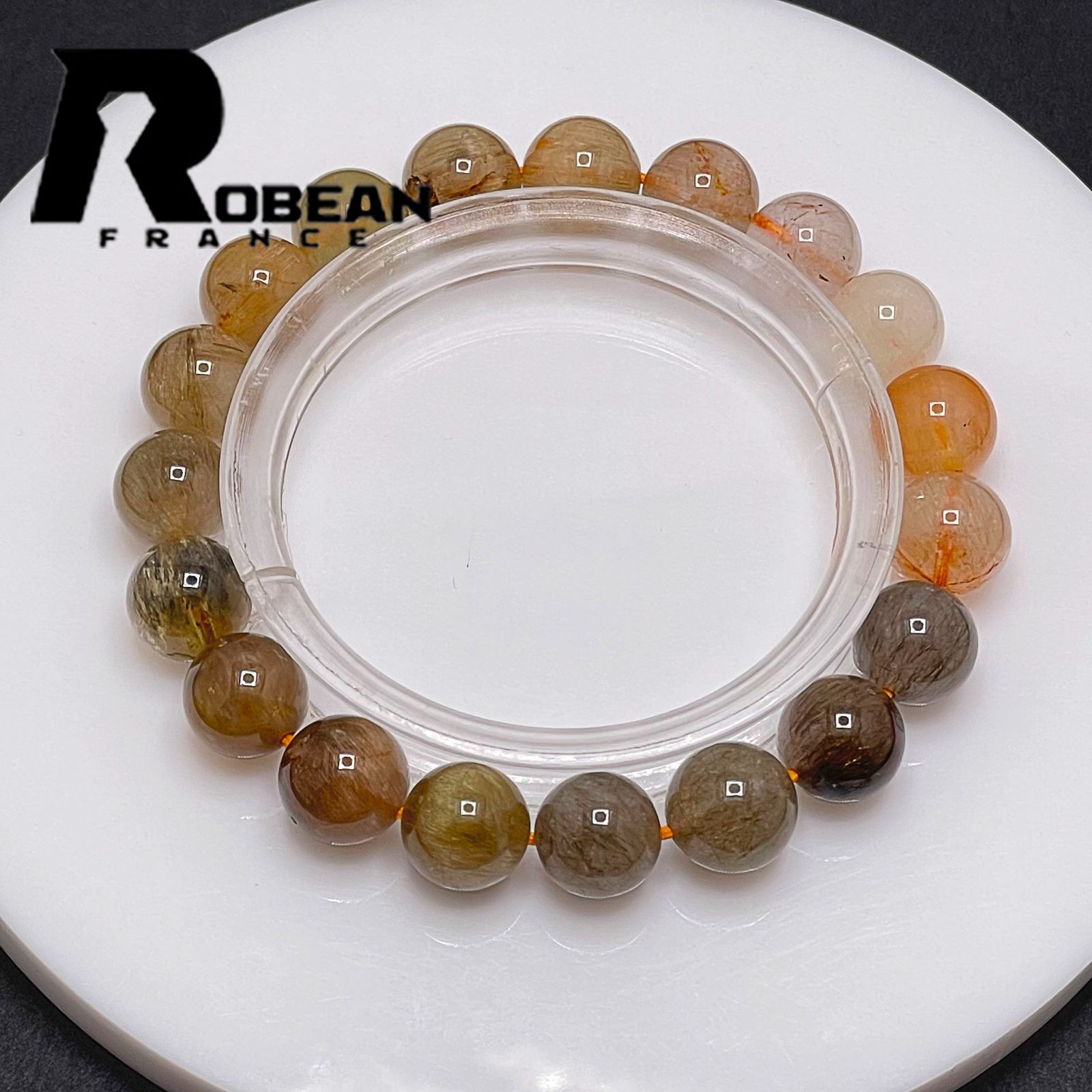 在庫切れ 綺麗 EU製 定価5万円ROBEAN・ガーデンルチルクォーツブレスレット パワーストーン 天然石 原石 開運 お守り 貴重 幸運 プレゼント ギフト 贈り物 10.3-10.9mm 1001G1092