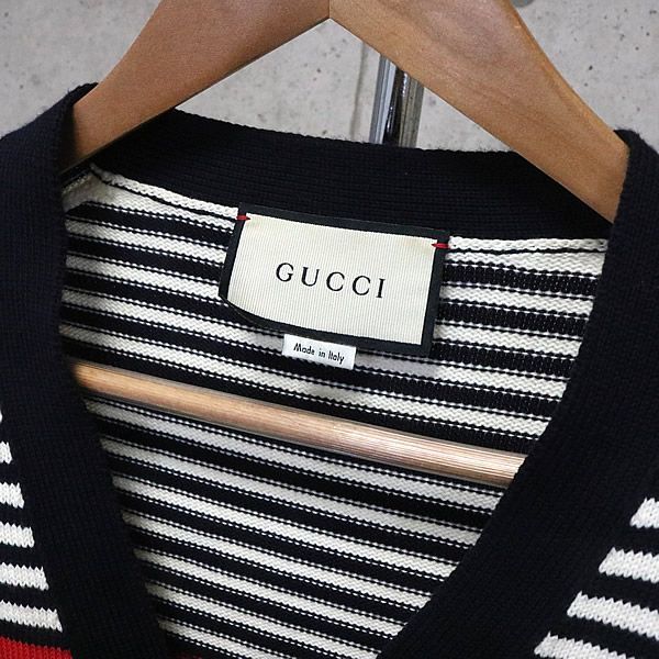 GUCCI グッチ　ボーダー　カーディガン 銀座店 グッチ GG柄 ボーダー切り替え ニット カーディガン XS