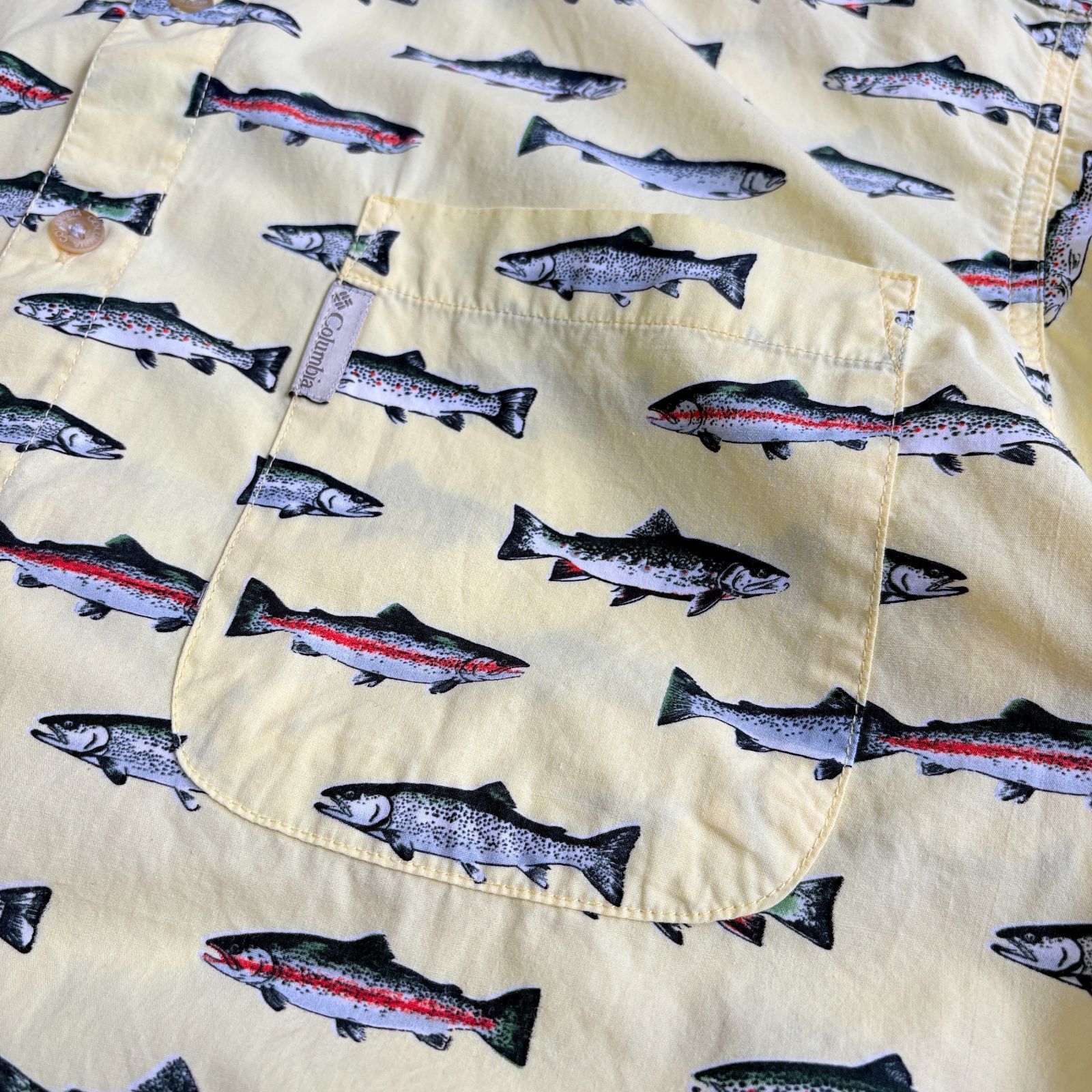 90s Columbia Trout All Printed Cotton Short sleeve shirt 