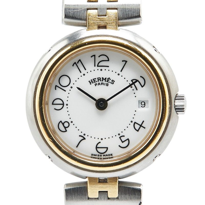 エルメス プロフィール シルバー ゴールド ステンレススチール レディース HERMES【214-80668】