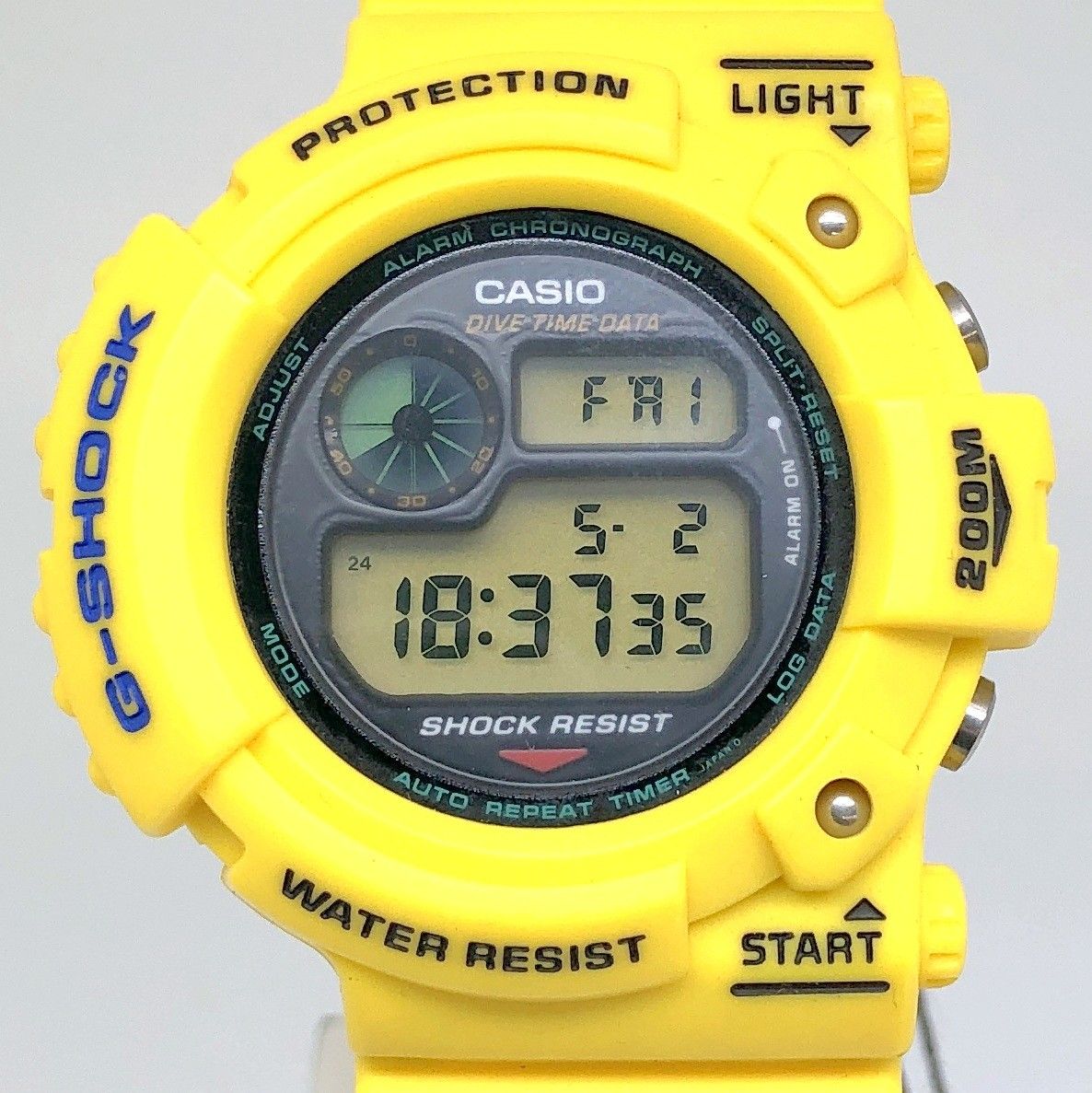 G-SHOCK ジーショック DW-6300-9 FROGMAN 初代フロッグマン イエロー モデル 潜水蛙刻印 グリーン豆球 1994年7月発売