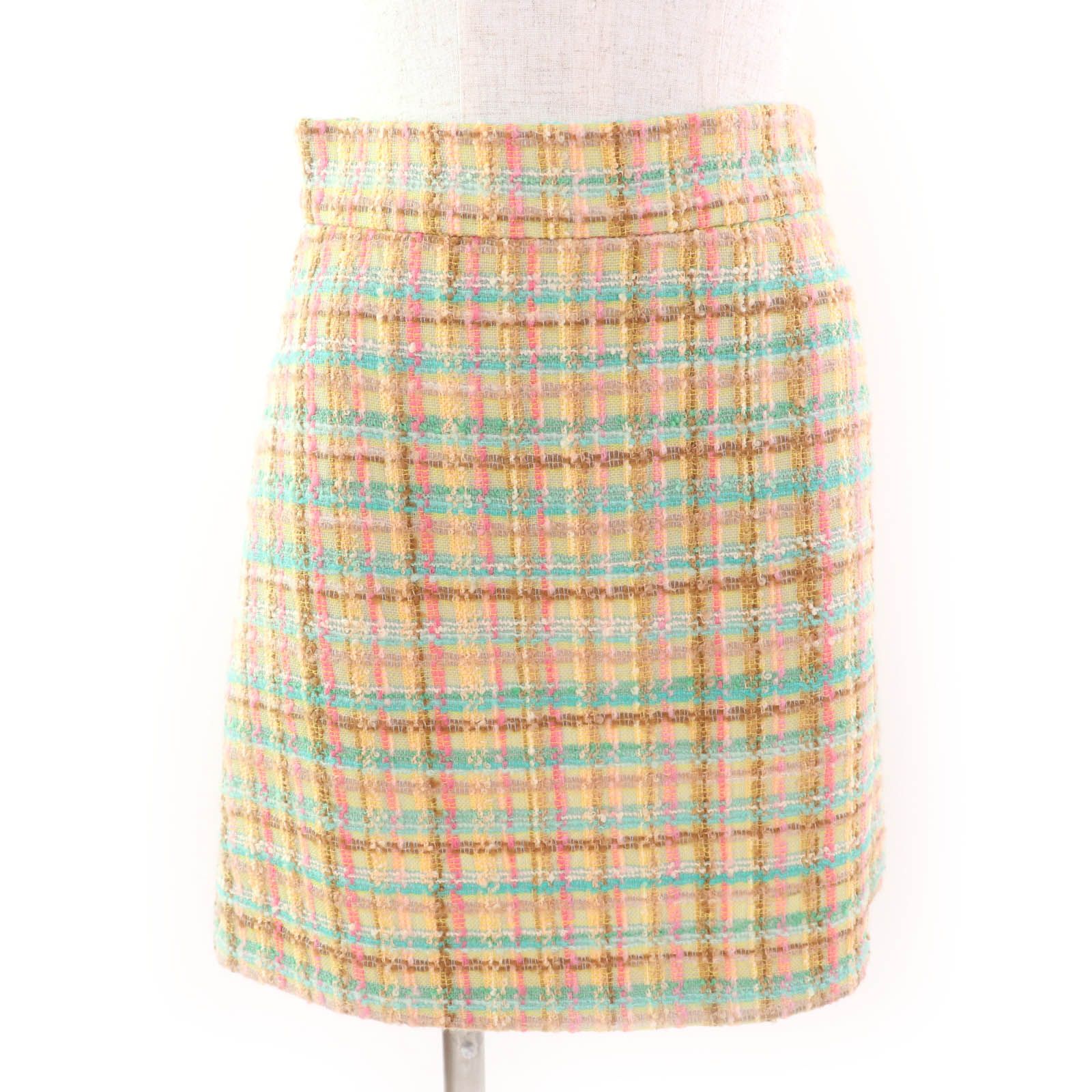 極美品☆Miu Miu ミュウ ミュウ MG926 ウール モヘア混 台形 ツイード  