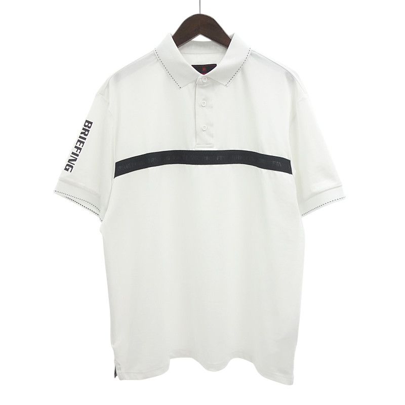 ブリーフィング|BRIEFING SLEEVE LOGO POLO RELAXED FIT ゴルフ ポロ シャツ ホワイト サイズ メンズL