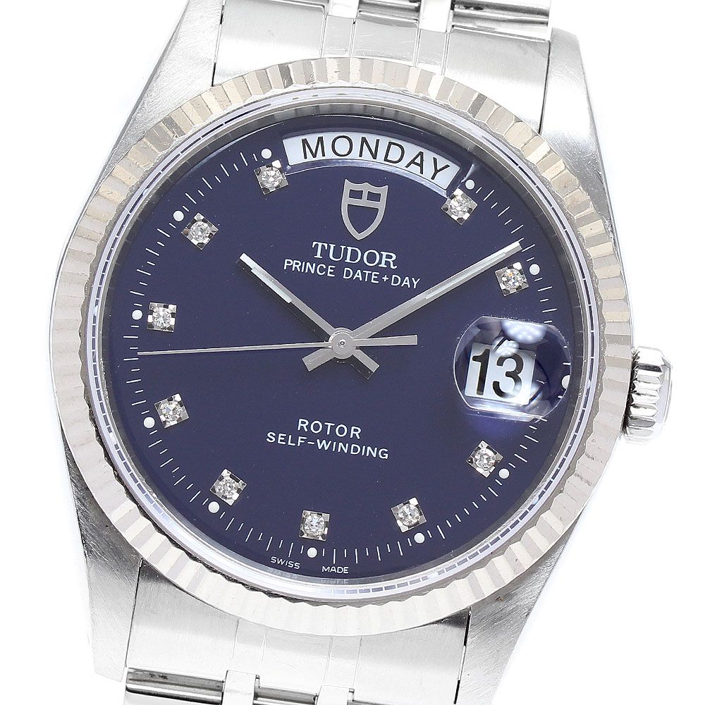 チュードル TUDOR 76214 プリンス デイトデイ WGベゼル 10Pダイヤ 自動巻き メンズ_893724