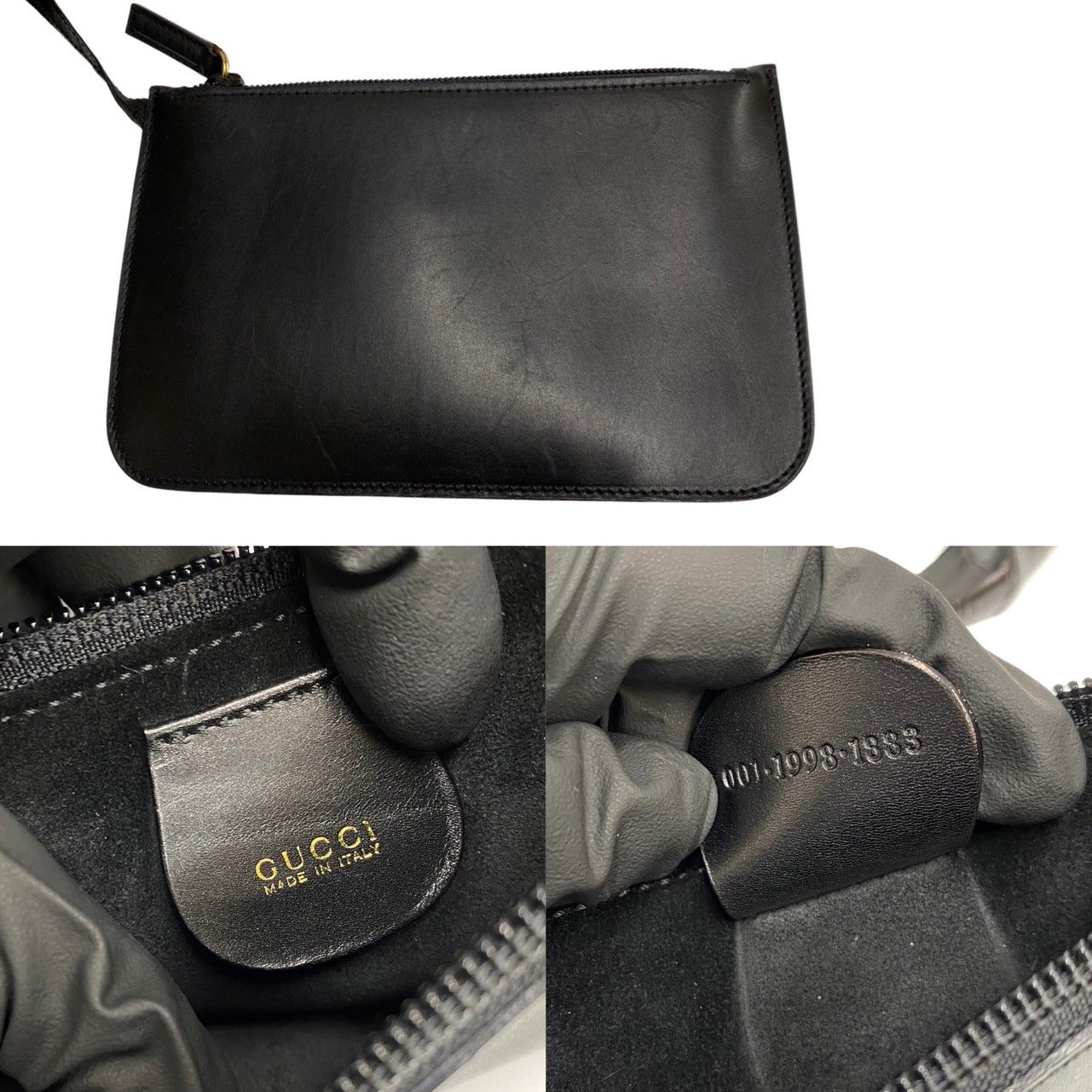 極 美品 希少品 ポーチ付 GUCCI グッチ オールドグッチ バンブー ロゴ