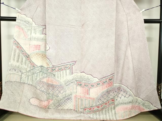 平和屋着物○名門 藤娘きぬたや・総絞り 訪問着 霞風景 正絹 逸品  