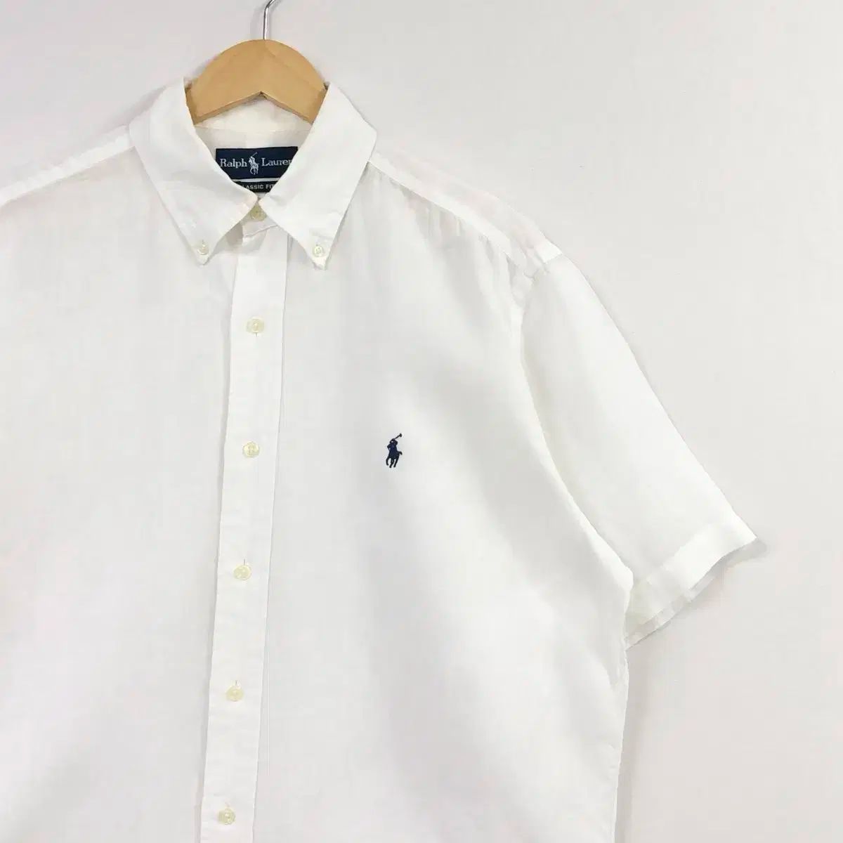 XL ポロ リネン 白 シャツ