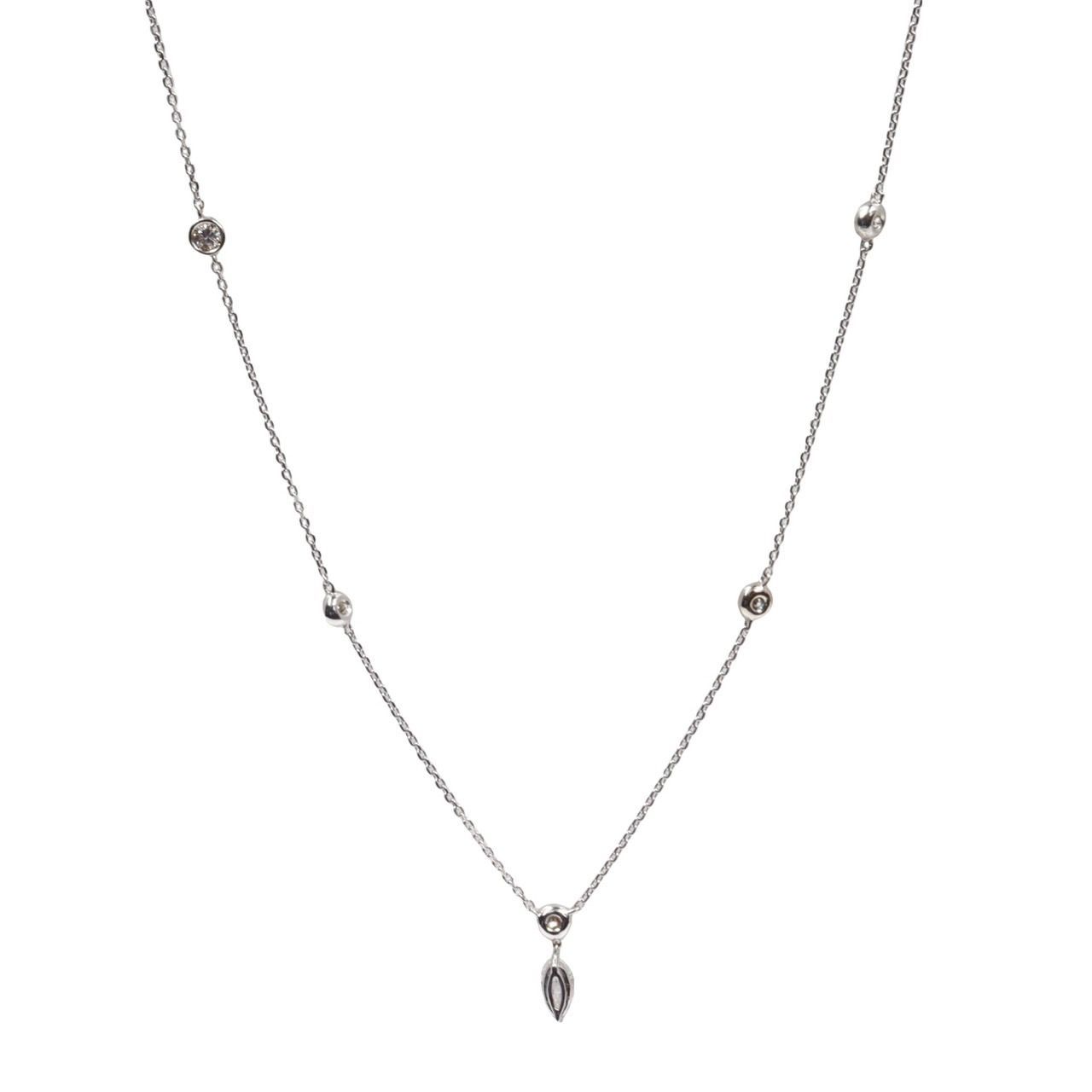 K18 WG デザイン ネックレス ダイヤモンド 0.25ct 0.30ct スライドピン 