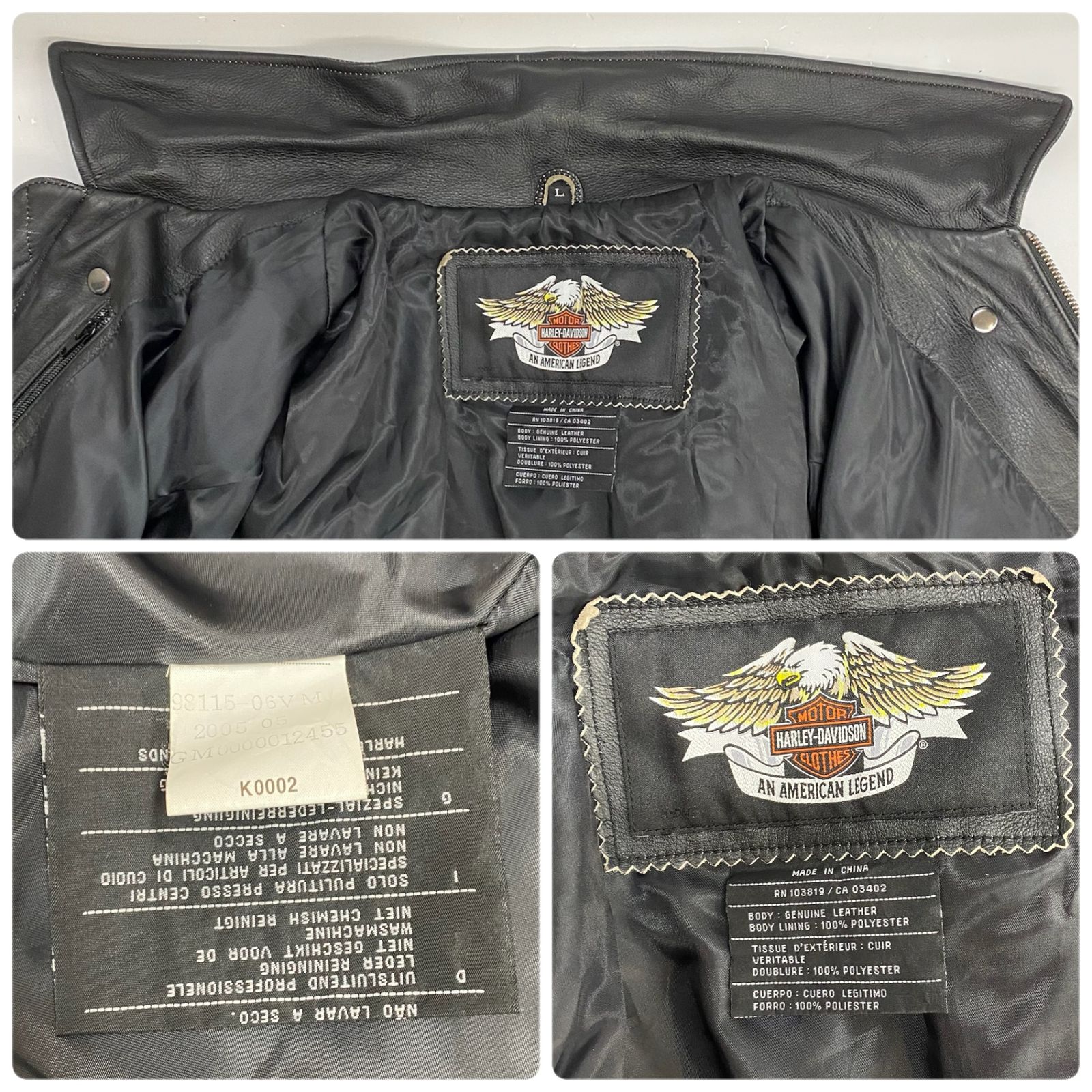 ハーレーダビッドソン HARLEY DAVIDSON ZIP UP RIDERS JACKET 革ジャン
