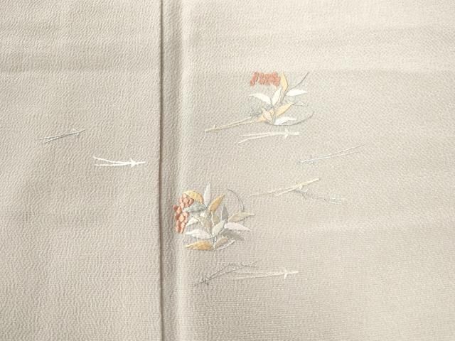 平和屋着物○訪問着 総刺繍 溢れ松葉南天文 銀糸 鬼しぼ縮緬 正絹 逸品