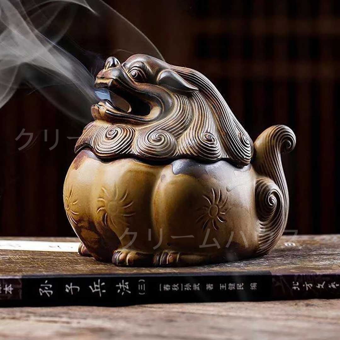 中国 金属工芸 三足 獅子 香炉 お香立て 唐銅 三足獅子頭香炉 獅子摘み香炉 中国美術 乾隆年製 鋳銅 銅器
