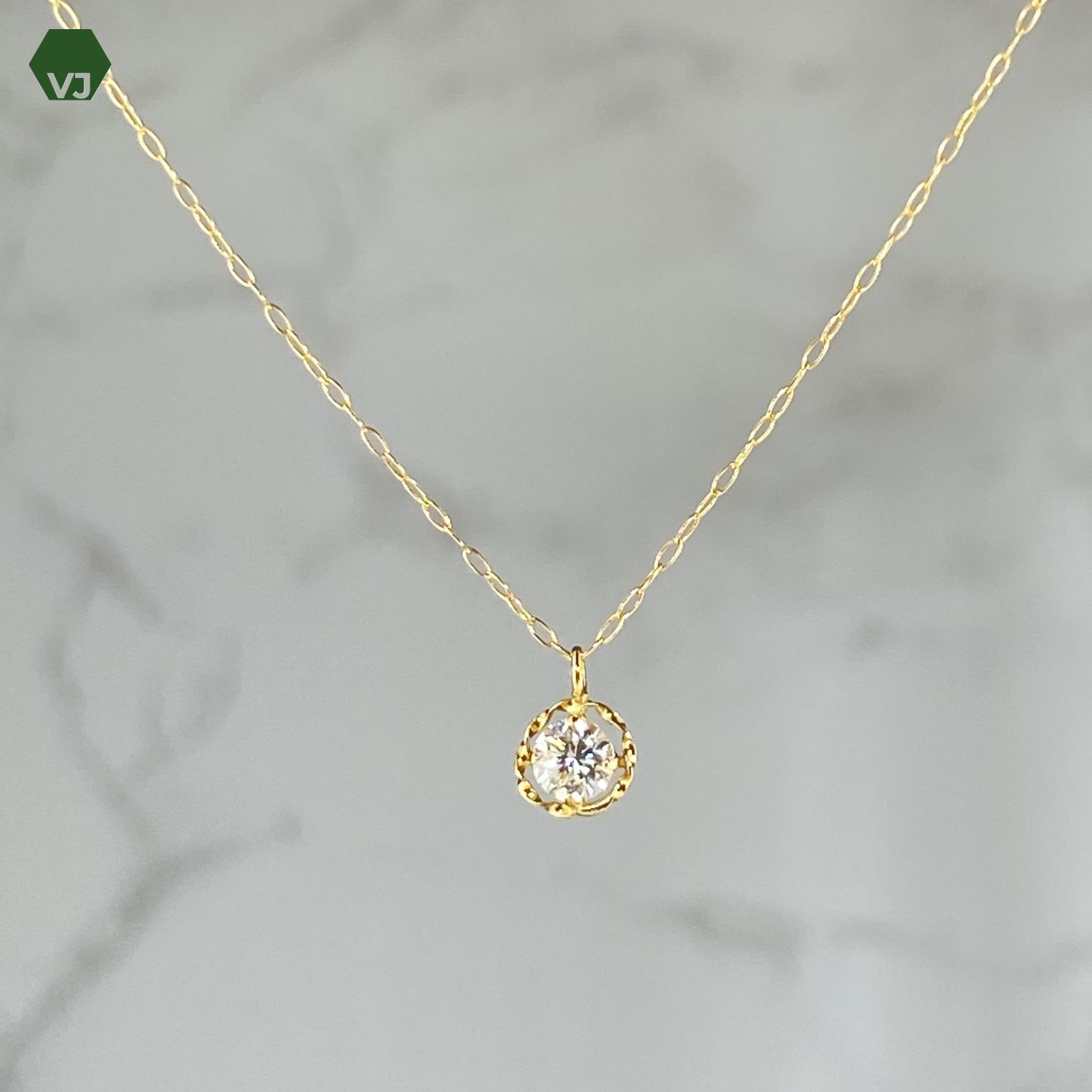 31-22】一粒ダイヤモンド ネックレス D0.20ct【中古】【K18YG】【40cm 