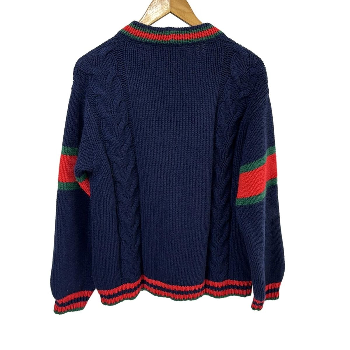 GUCCI グッチ カーディガン サイズXS メンズ - 497037 X1561 ダークネイビー×レッド×グリーン 長袖