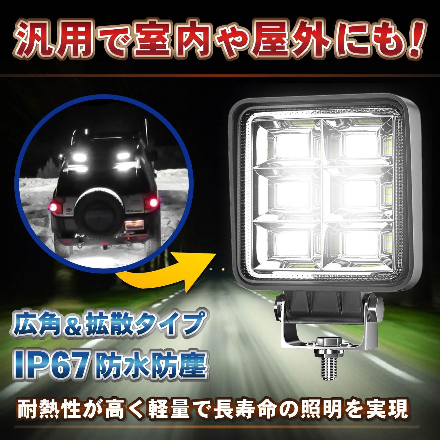 MAKUMINORS LED ワークライト 144w 12V 24V 作業灯 車幅灯