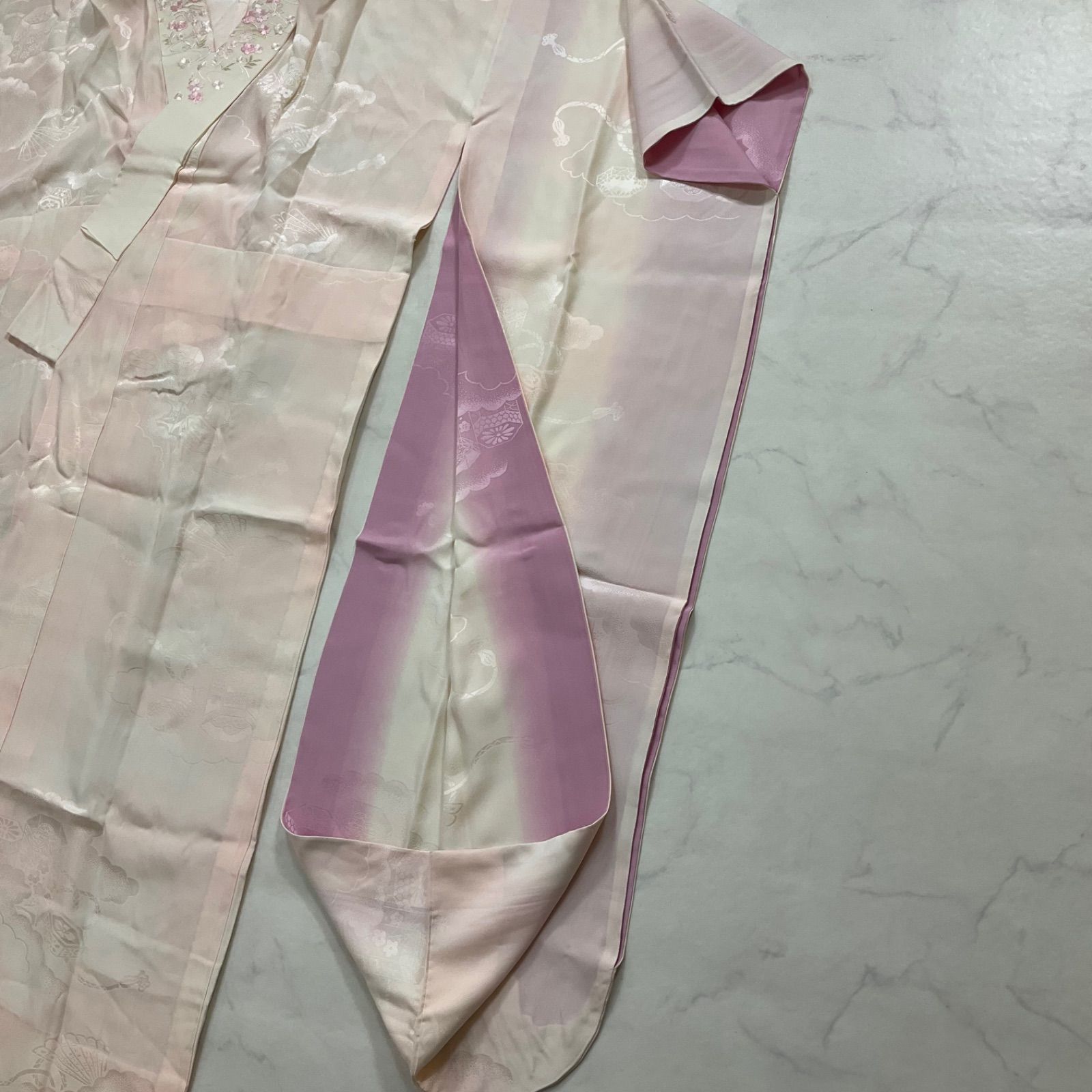 ◇kimono+one◇振袖長襦袢◇刺繍半衿付き◇京都きもの友禅◇袖無双 