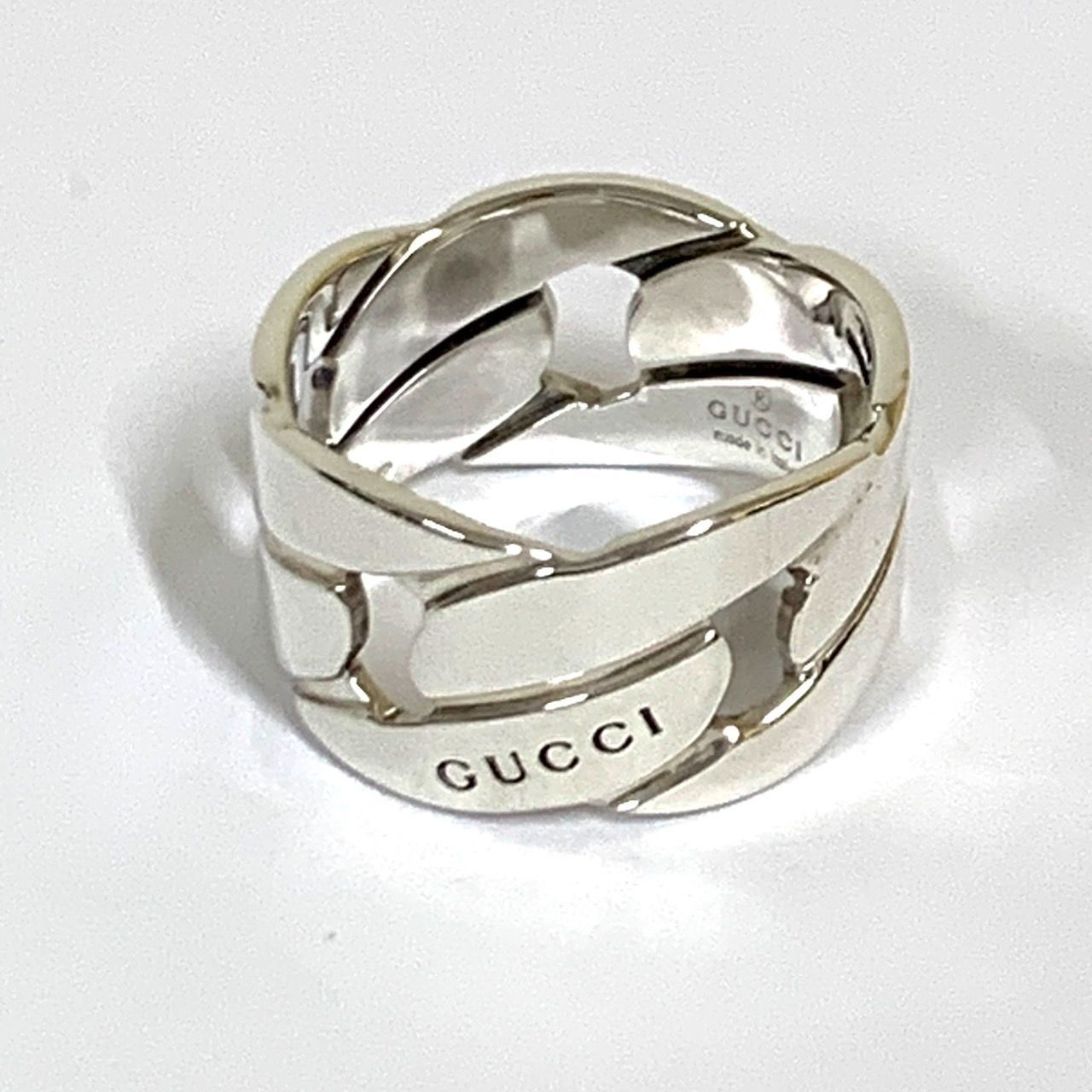 美品‼️GUCCI 指輪　GGチェーンモチーフリング　19号 GUCCI グッチ ブロック チェーン リング 指輪 シルバー925 19号