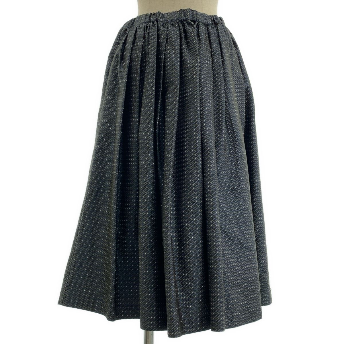 COMME des GARCONS | コムデギャルソン | 2019SS | アセテート ジャガード ドローストリング ボリューム スカート | S | ネイビー|カーキ | レディース