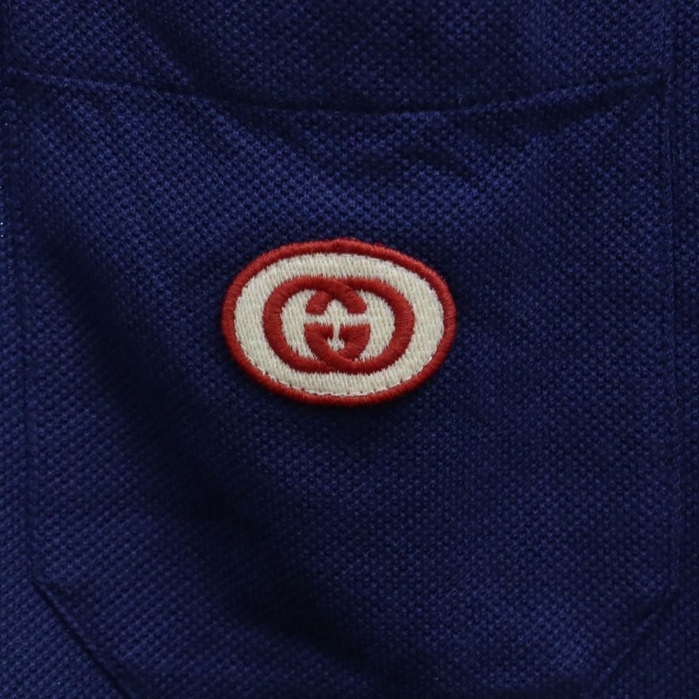 GUCCI (グッチ) GG Sticker Cotton Short Sleeve Polo Shirt インター