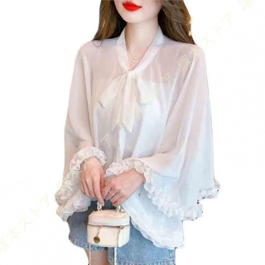 レディース カーディガン 夏 長袖 シフォン ボレロ 体型カバー 二の腕カバー 大きいサイズ フリル付き シフォンボレロ アウター 紫外線対応 無地 日焼け