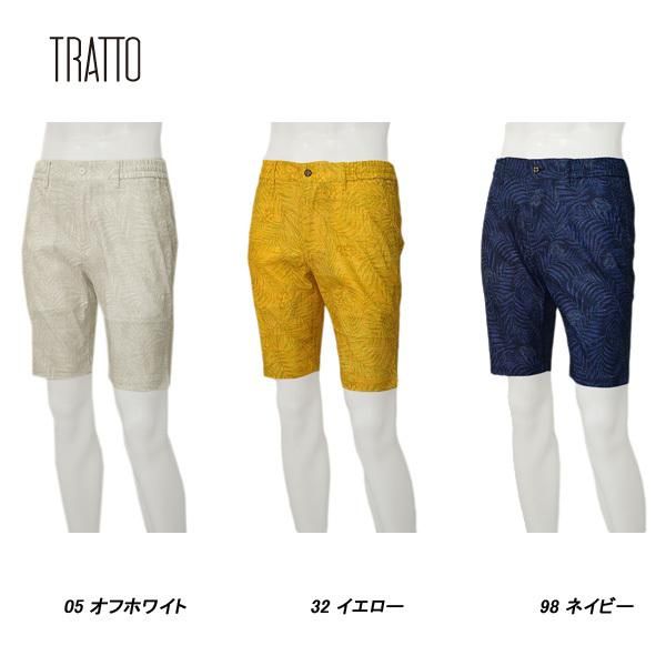 トラット TRATTO メンズ 春夏 撥水 ストレッチ ボタニカル柄 パームオックス ショートイージーパンツ イエロー 31-7191540