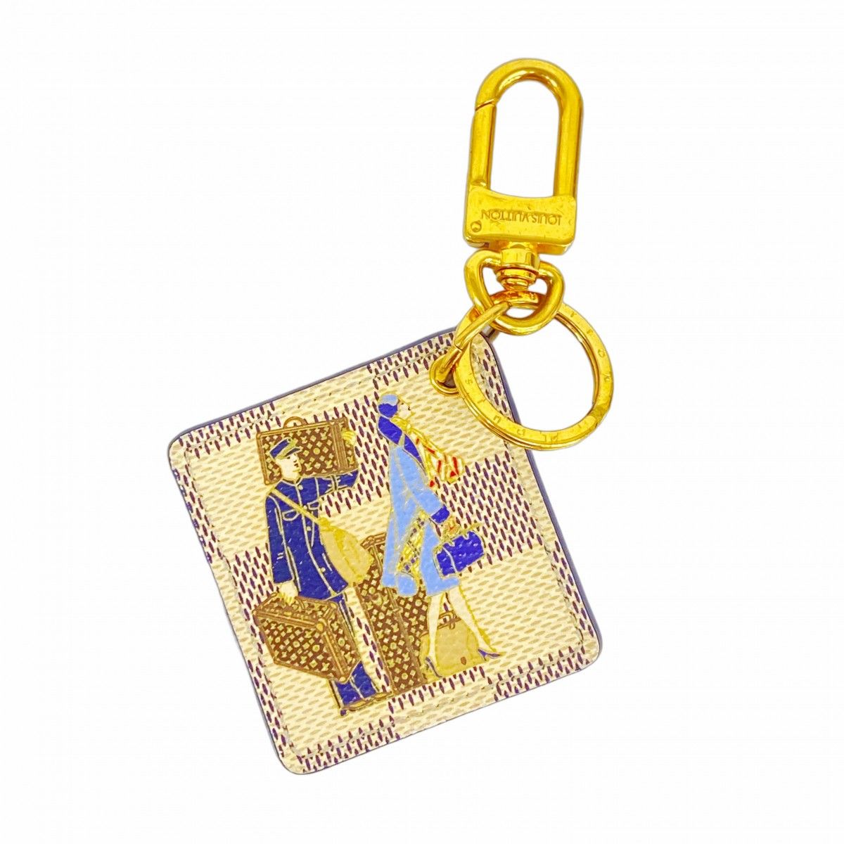 【美品】ルイヴィトン　キーホルダー　ダミエ 5hc2302-h】ルイヴィトン キーホルダー ダミエ・アズール ポルト