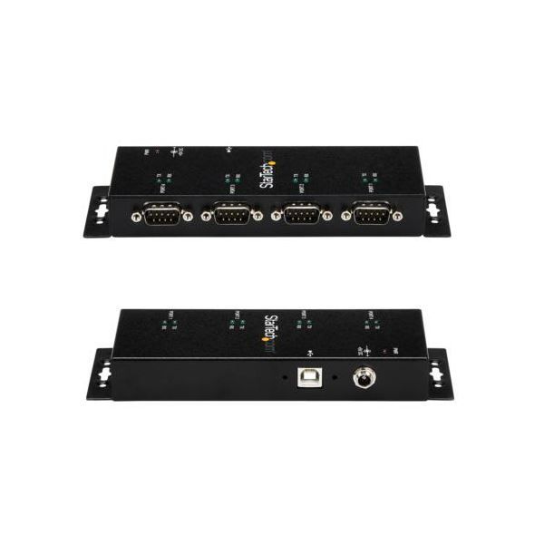 ウォールマウント型産業用 USB-4ポートRS232Cシリアル変換ハブ