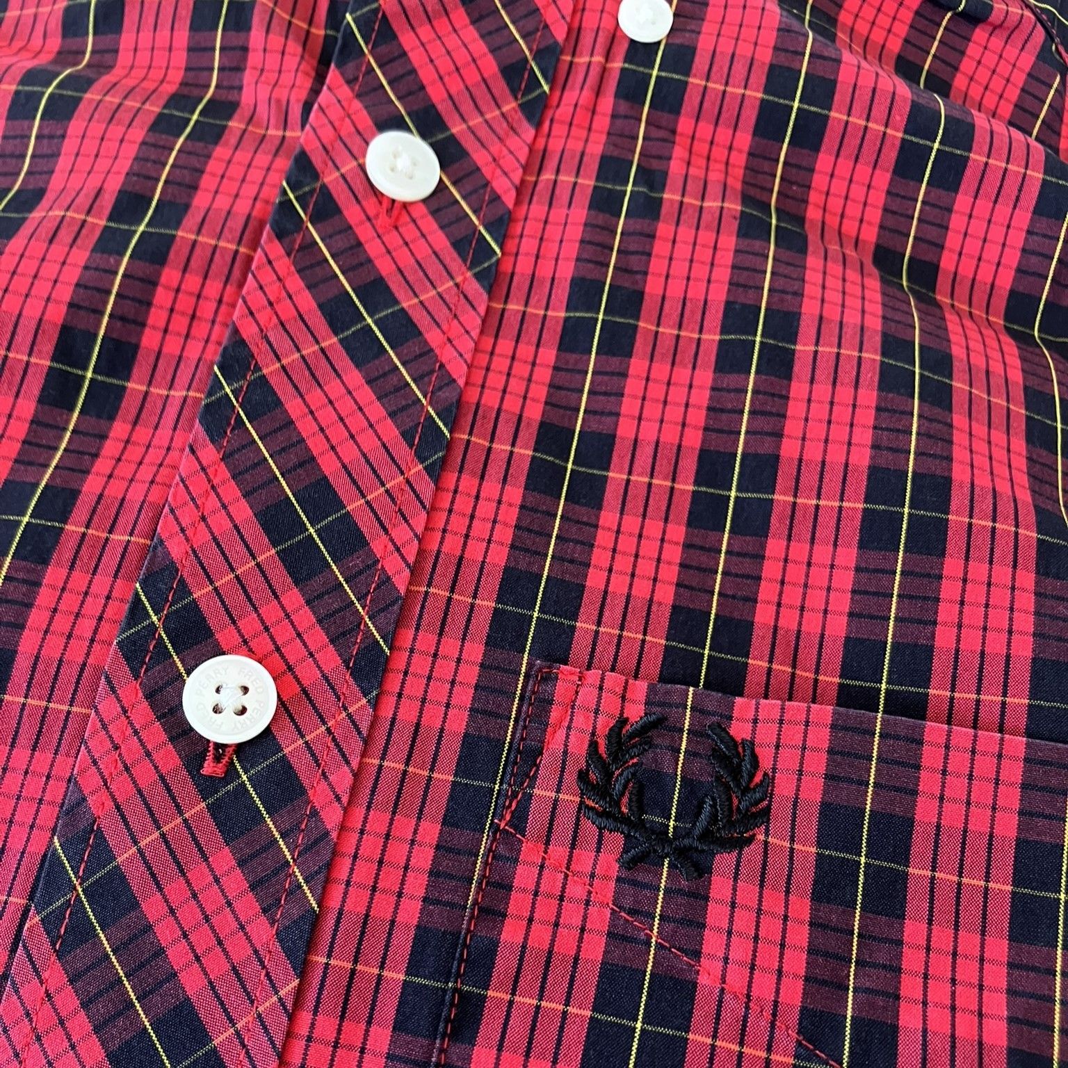 ☆ FRED PERRY タータンチェック ボタンダウン ロング シャツ