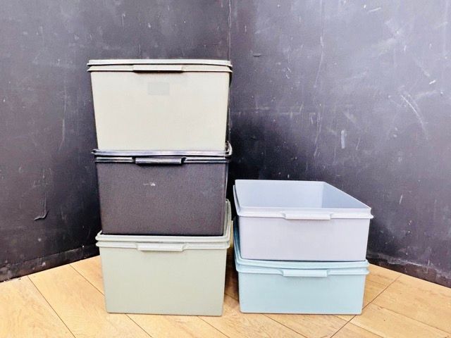 タッパーウェア 収納ケース 5点セット 蓋1つ欠品 【中古】 TUPPERWARE 容器 48x37.5x16cm 48x38x23.5cm　/58142