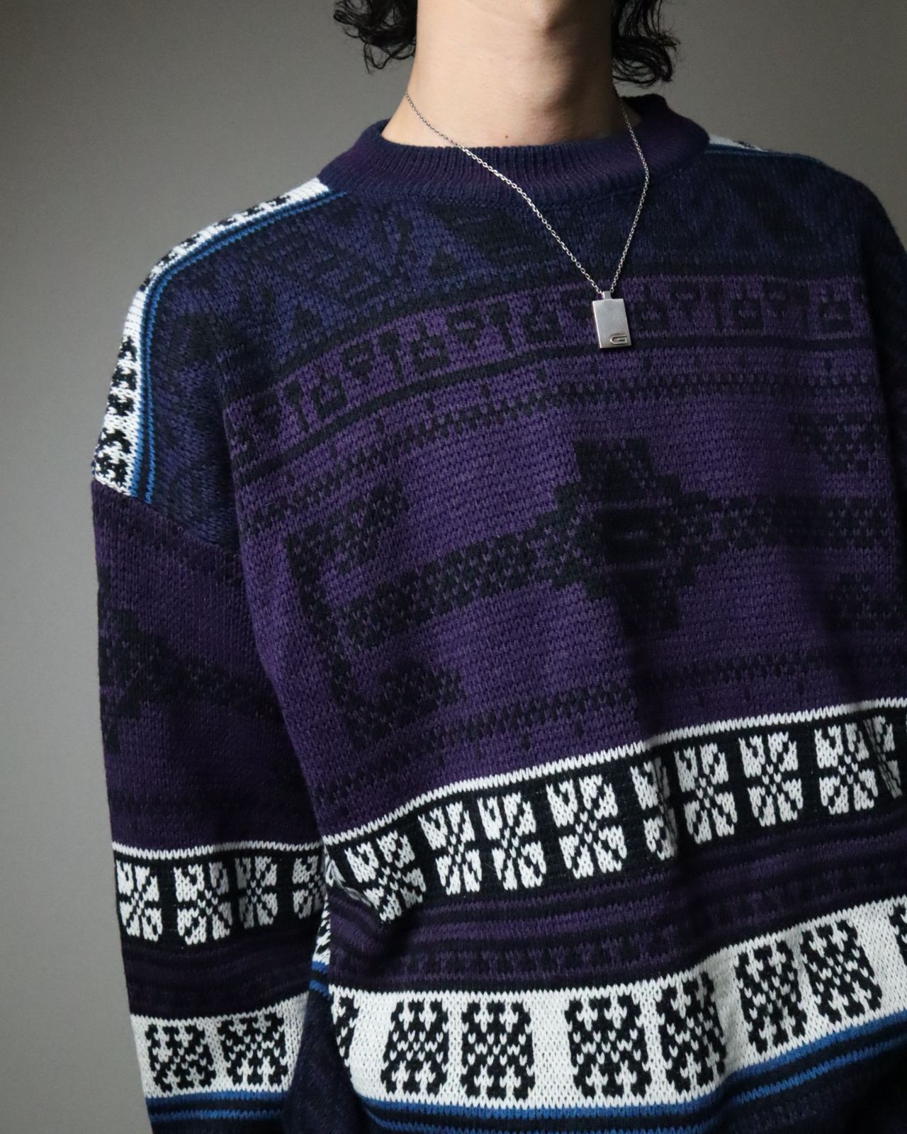 McGREGOR USA made native pattern oversized chunky knit sweater 
