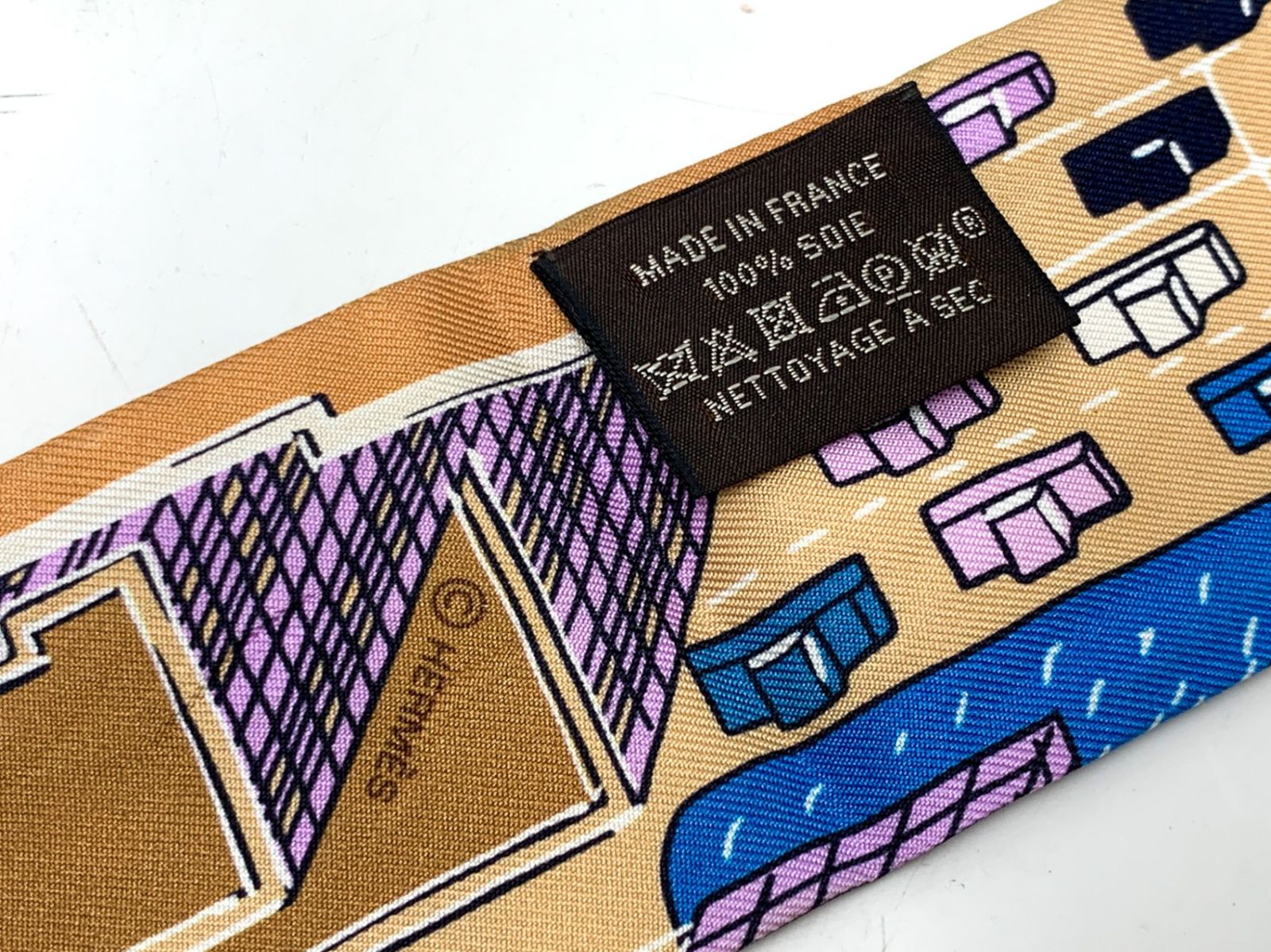 こ*こ様 【新品タグ付き】エルメス ツイリー パンタンシティ パープル ブルー エルメスツイリー 新タグ 鞭・ブロック/Coup de Fouet au Bloc