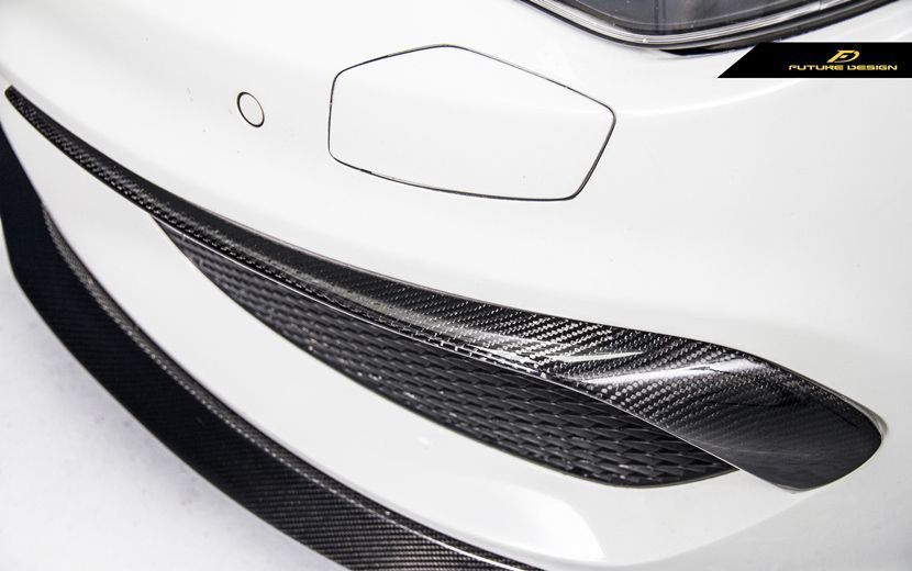 FUTURE DESIGN BENZ メルセデス ベンツ CLAクラス W117 AMGフロントバンパー用カナード スポイラー 本物DryCarbon ドライカーボン CLA45 CLA250 エアロ カスタム