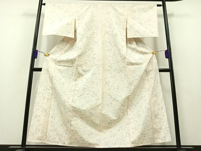 平和屋着物○本場大島紬 白大島 カタス7マルキ 人物風景花文 正絹