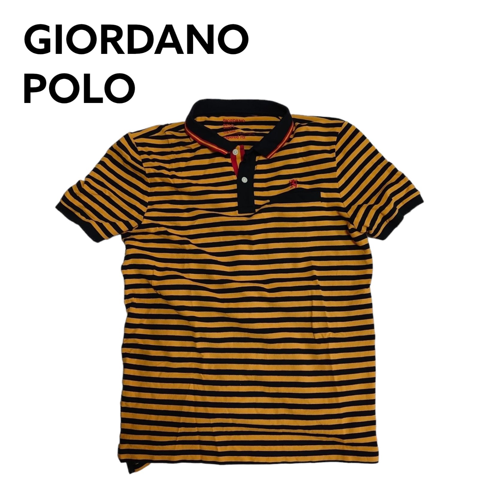 USED/GIORDANO POLO/ジョルダーノポロ/シャツ/ブラックイエロー/サイズ