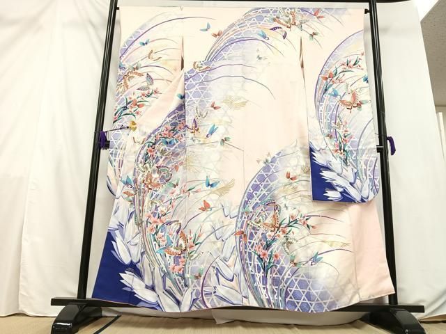 平和屋着物□豪華振袖 舞蝶文 暈し染め 金銀彩 正絹 逸品