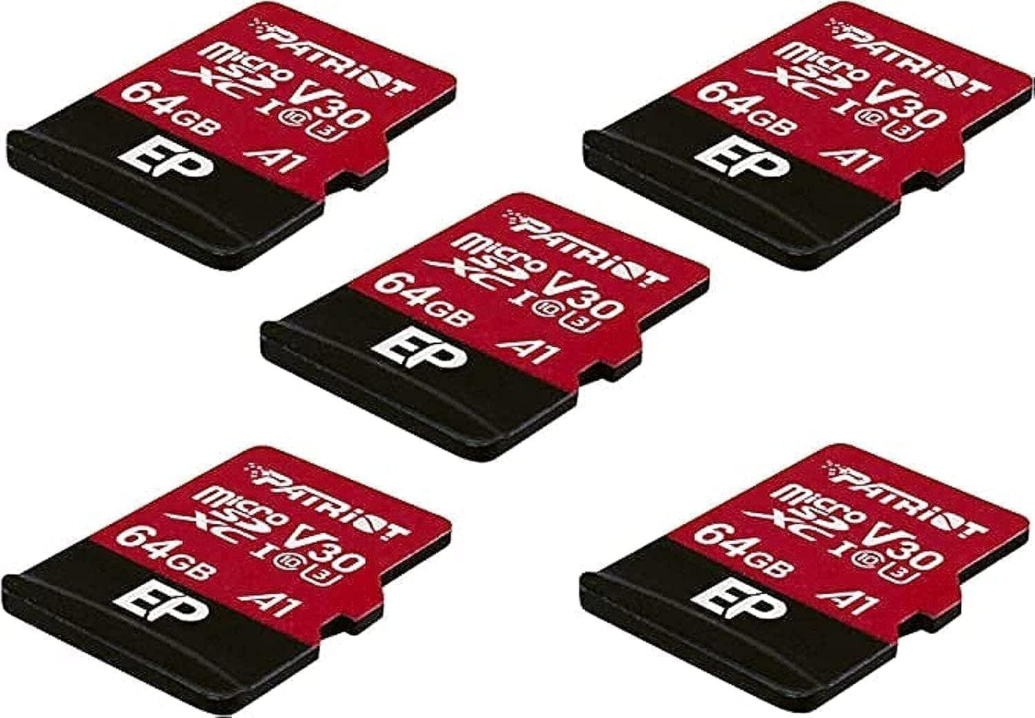 【特価】V30 / Micro SD Card for A1 Android Phones and Tablets 4K 64GB Video Recording - 5 Patriot Pack Lot of 5