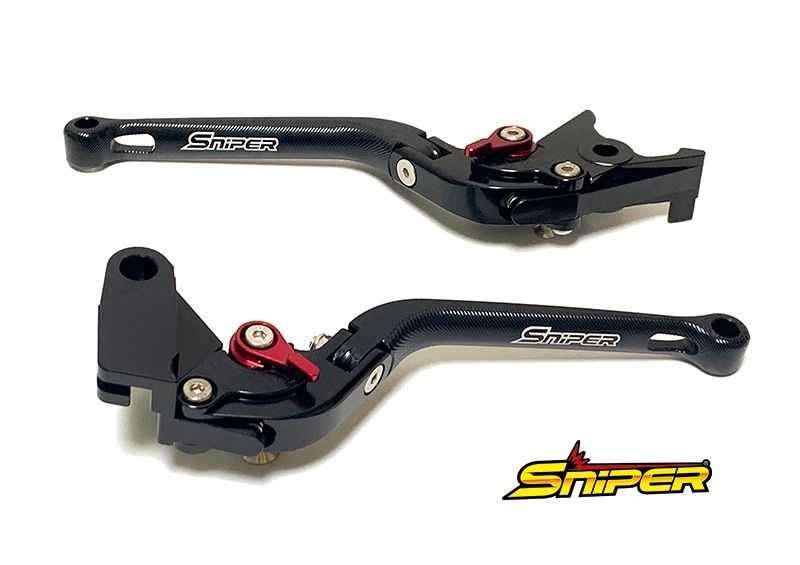 Z900RS ZX-6R Ninja1000 Z1000 6段階アジャスター 可倒式 クラッチレバー＆ブレーキレバーセット 黒 SNIPER スナイパー　SP0128BK