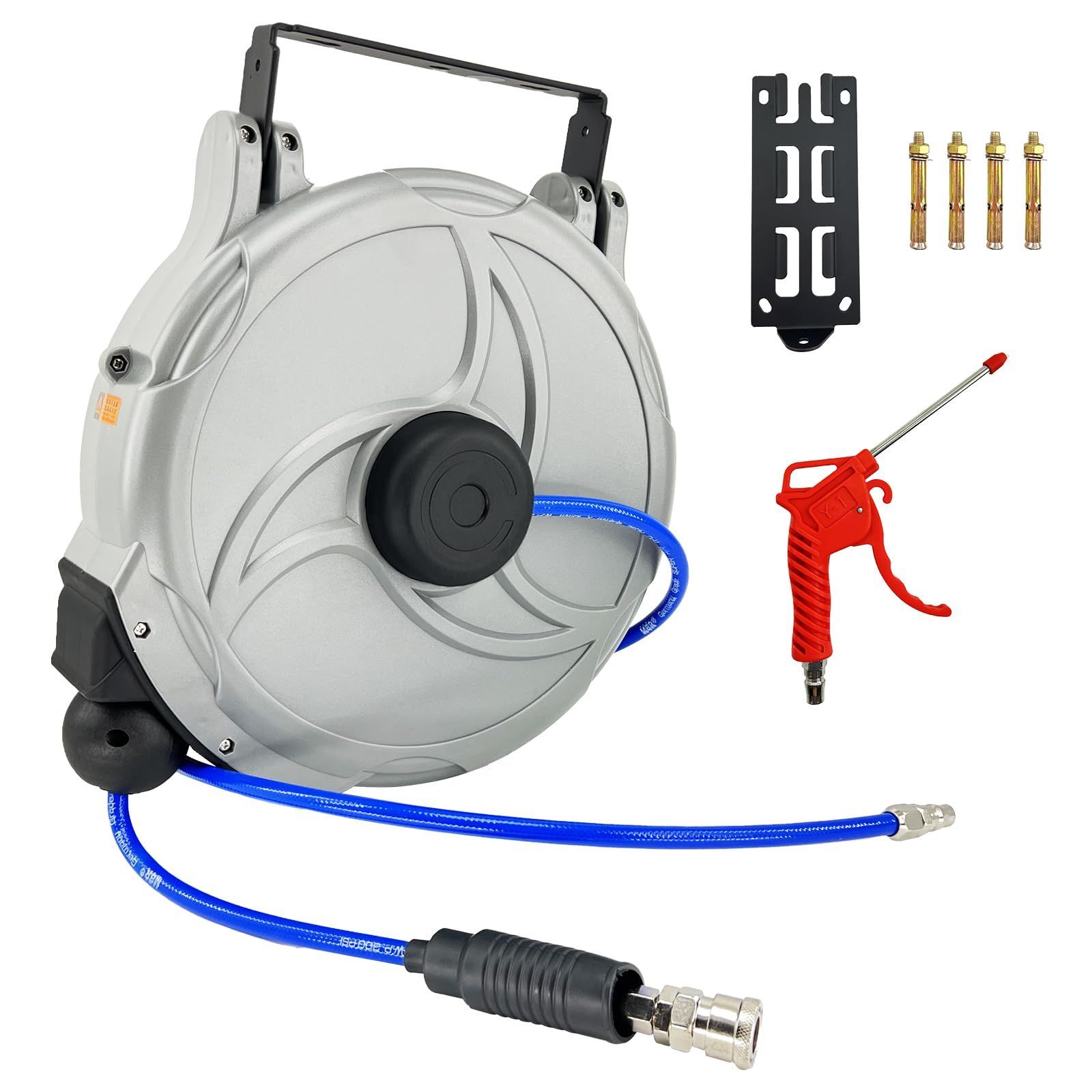 CXCESNS エアホースリール 自動巻取式 15m 自動巻き上げ ブラケット付 壁掛け 天吊り式 エアホース 180°回転可能 ホース外径 CXCESNS エアホースリール 自動巻取式 15m 自動巻き上げ ブラケット付