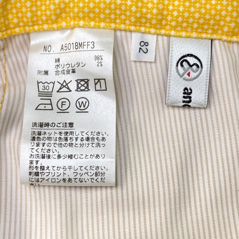 サイズ：82 AND PER SE アンパスィ  ストレッチパンツ 総柄 イエロー系 [240101452710] ゴルフウェア メンズ ストスト サイズ：82 AND PER SE アンパスィ ストレッチパンツ 総柄 イエロー系