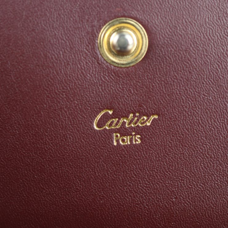 CARTIER カルティエ 三つ折り財布 - レザー ボルドー ゴールド