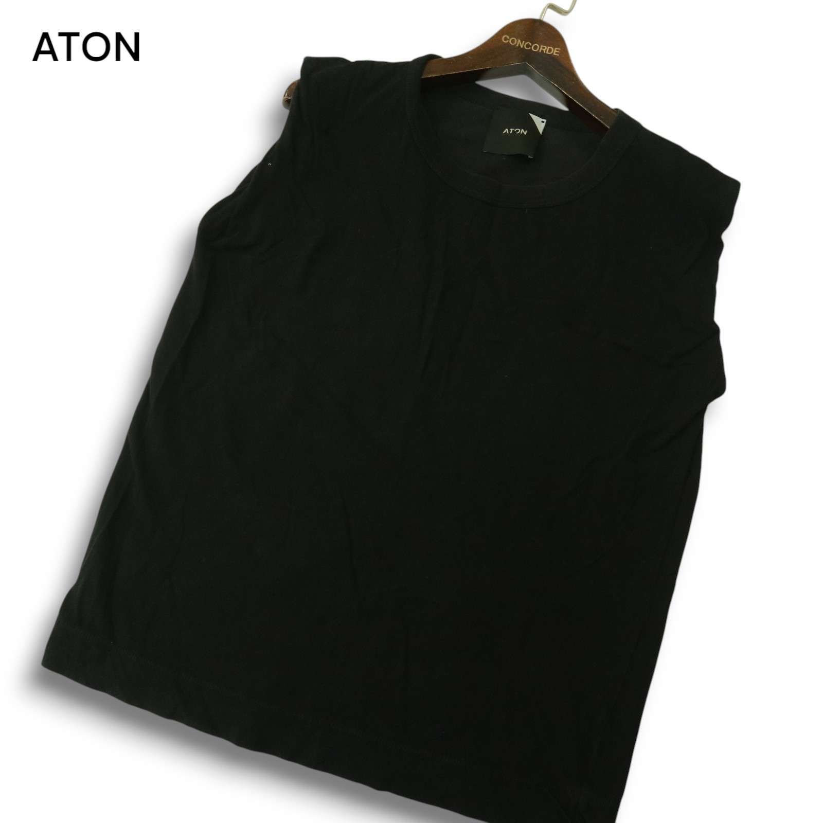 ATON エイトン☆ノースリーブ タンクトップ 60 FRESCA 黒 01 ATON タンクトップ ノースリーブ ATON/エイトン FRESCA SINGLE