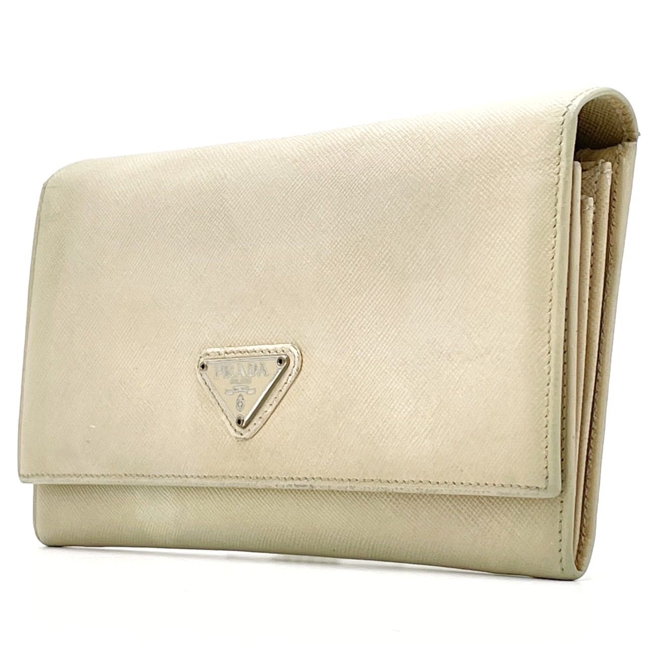 ✨良品✨ PRADA プラダ 二つ折り財布 ロングウォレット 三角ロゴ