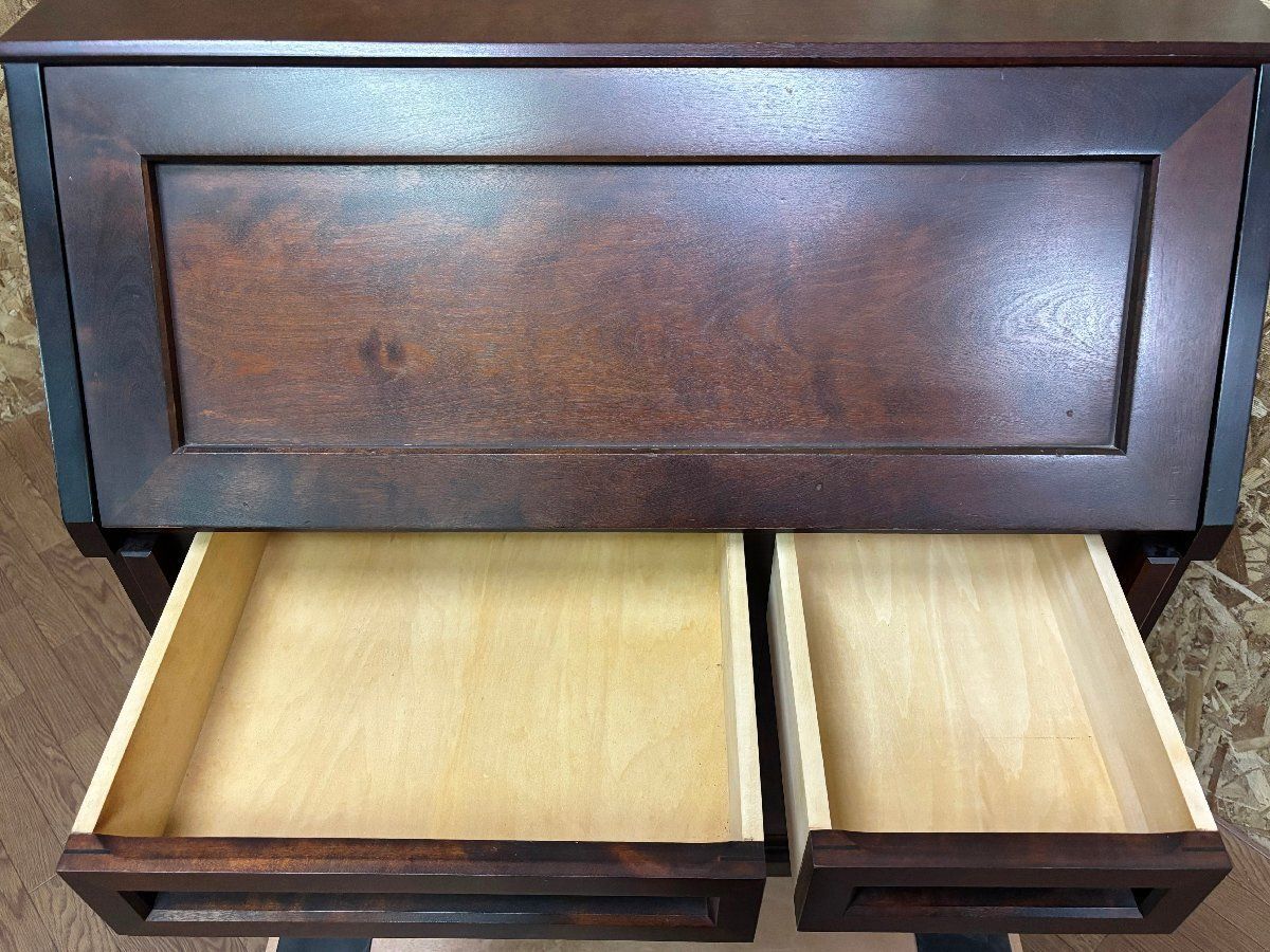 ○北海道民芸家具 ライティングビューローデスク 書斎 机 チェスト