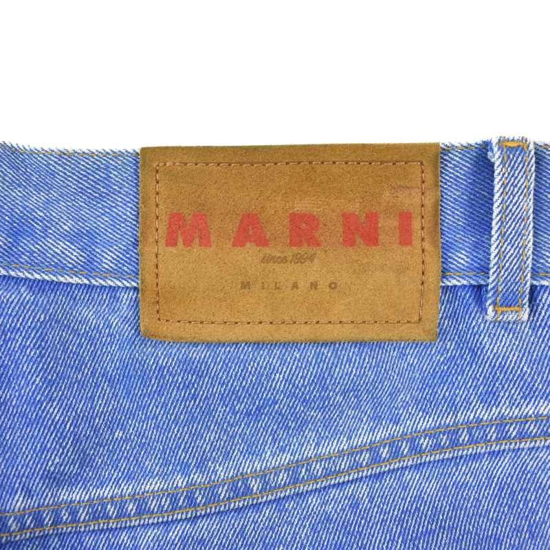 マルニ　美品　カットオフフレアデニム　フラワー　パッチ　25ss 国内正規品 マルニ MARNI 25SS Patched Coated Organic Denim Trousers フラワー